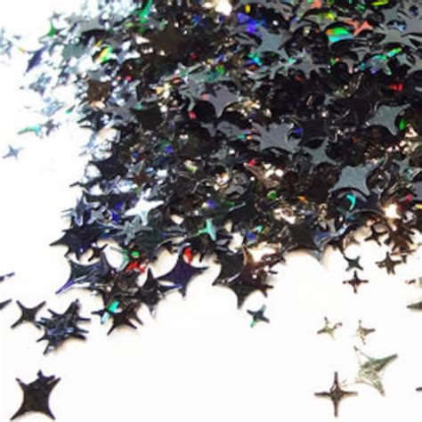 Holographic Black Four Point Stars Shape Glitter 2mm 4mm And Etsy