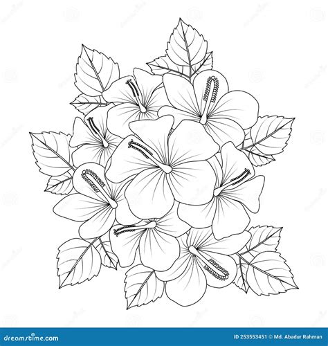 Page De Coloriage Des Gribouillages De Fleurs D Hibiscus Illustration