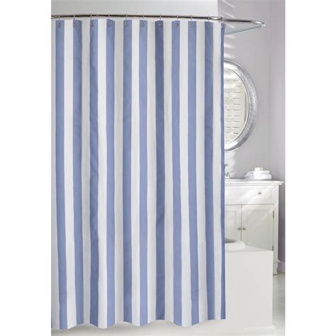 Lauren Stripe 71 In Blue And White Fabric Shower Curtain Ebay