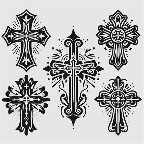 S Mbolos Religiosos Cruz Negra Conjunto De Tatuajes Vectores Vector