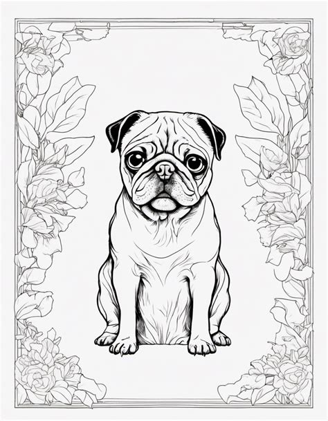 Free realistic pug coloring page 2023