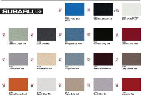 Subaru Paint Codes And Color Charts 57 OFF