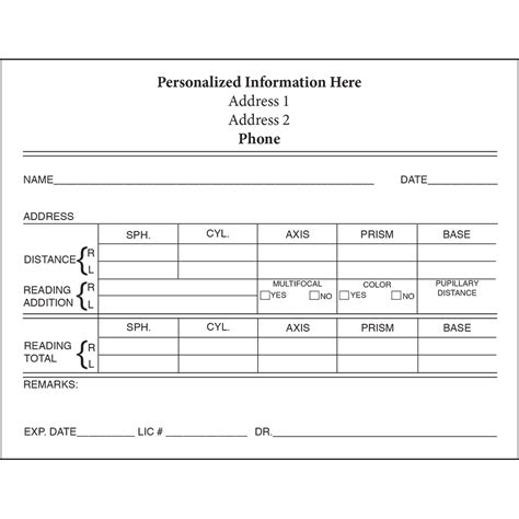 Contact Lens Prescription Template