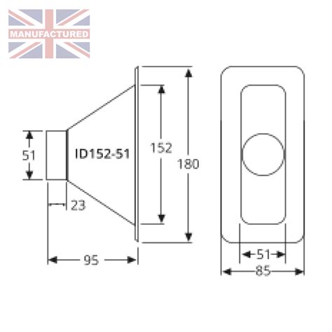 AIR INTAKE DUCT 152 X 51mm Rectangular Inlet 51mm Outlet CompBrake