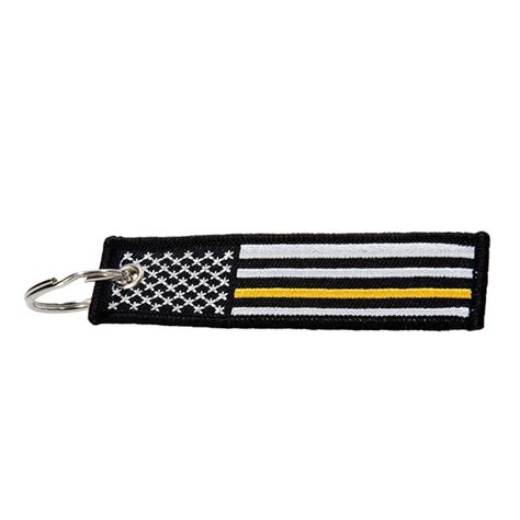 Thin Gold Line American Flag Patch Keychain - Thin Blue Line USA