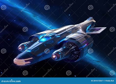 Spaceships on the Way To Deep Space. Sci-fi Futuristic Art. AI Stock Image - Image of meteor ...