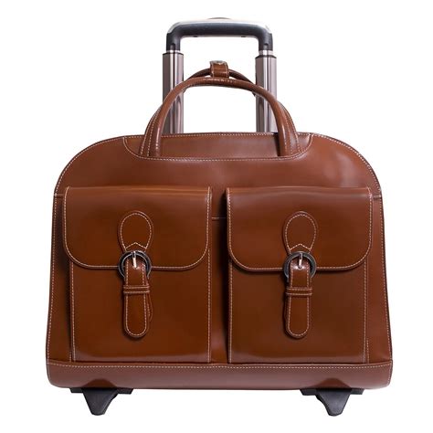 Mckleinusa Davis Leather 15 6 Wheeled Laptop Case Brown Sku 96184a For Sale Online Ebay