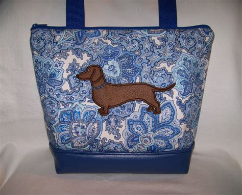 Ready to Ship Now Dachshund Purse in Blue and White Paisley | Etsy
