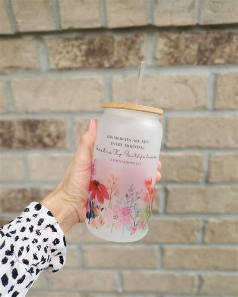 Scripture Verse Glass Tumbler Flower Tumbler With Bible Verse