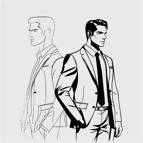 Premium Vector A Man In A Suit And Tie Is Standing Next To A Man In A Suit Vector Illustration