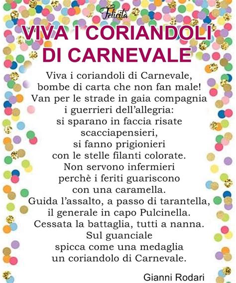 Viva I Coriandoli Di Carnevale Carnevale Filastrocche Attivit Del