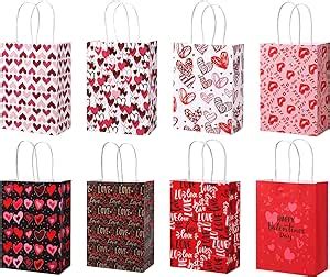 Valentine Day Gift Bags 16pcs Valentines Paper Bags With Handles Love