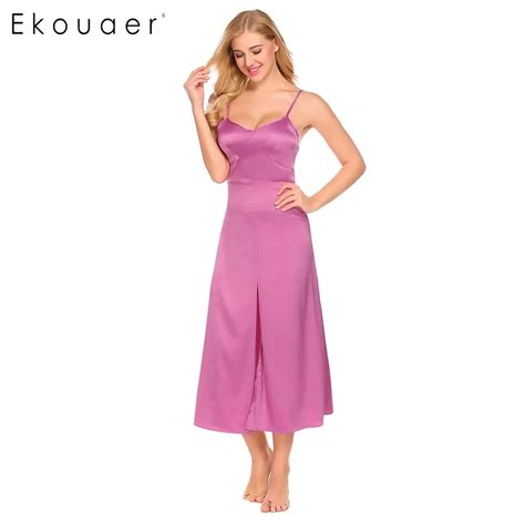 Ekouaer Women Sexy Nightgowns Lingerie Nightdress Spaghetti Strap V