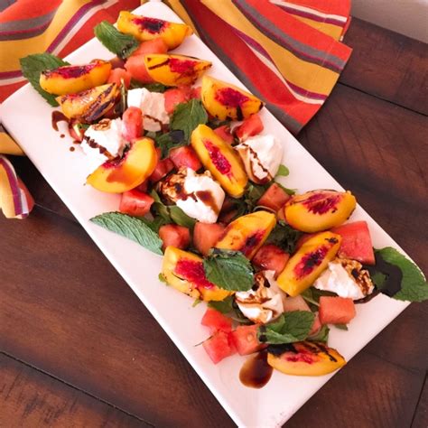 Watermelon Grilled Peach And Burrata Salad Recipe Live Love