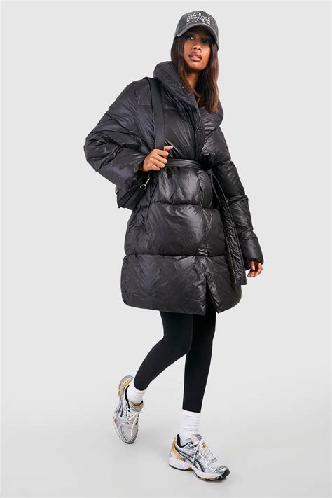 Duvet Belted Puffer Jacket Boohoo Uk