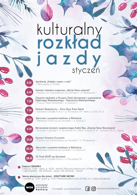 Kulturalny rozkład jazdy Wronieckiego Ośrodka Kultury styczeń Urząd