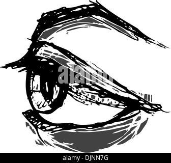 Auge Mit Stirn Hand Skizze Gezeichnet Stock Vektorgrafik Alamy