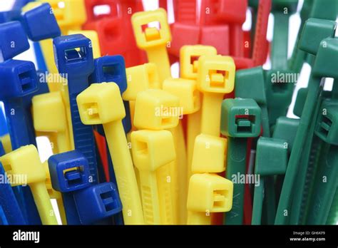 Group of colored cable ties close up Stock Photo - Alamy