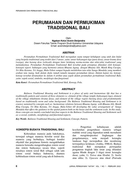 Materi Pengayaan Perumahan Tradisional Bali PERUMAHAN DAN PERMUKIMAN