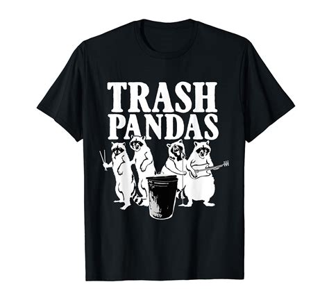 Trash Rock N Roll Pandas Raccoon Rock Band Concert Retro Black T