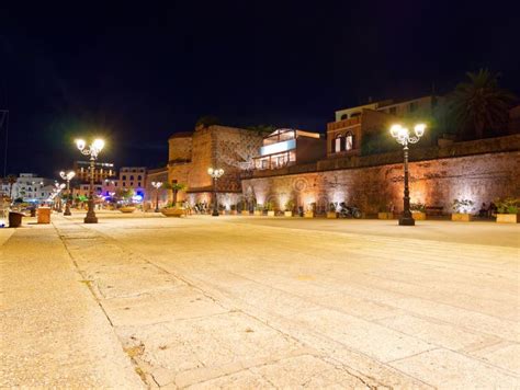 View of Alghero at Night. a Beautiful City Vibrant. Sardinia, Italy ...