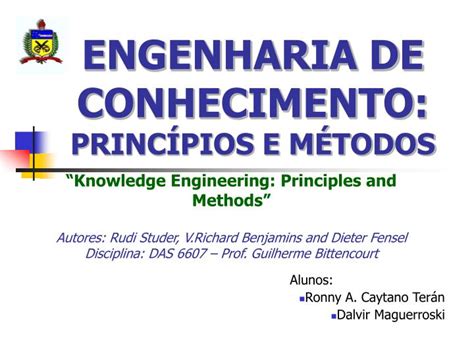 PPT ENGENHARIA DE CONHECIMENTO PRINCÍPIOS E MÉTODOS PowerPoint