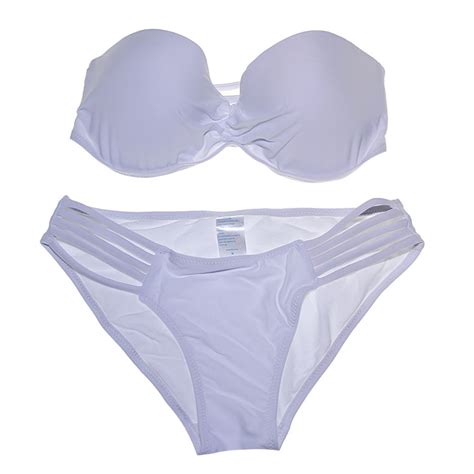 Madi Push Up Bandeau Bikini Set White Wholesale Lingerie Sexy