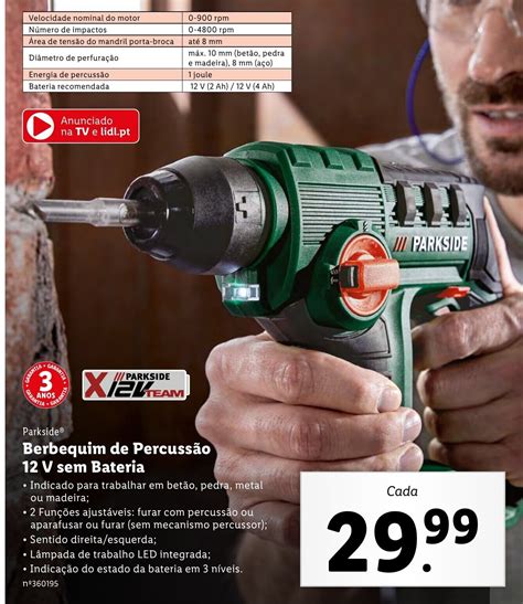 Promoção Parkside Berbequim de Percussão 12V sem Bateria em Lidl