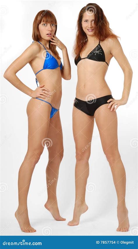 Two Girls In Bikini Front View Stock Photo Image Of Demonstrate