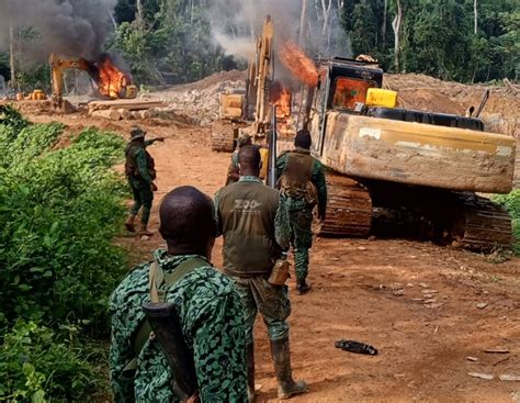 Forestry Commission Destroys Excavators Arrests 4 Illegal Miners For