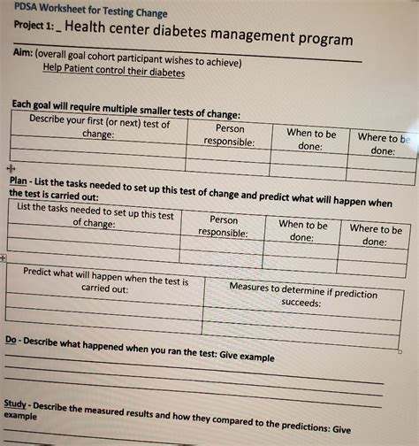 Plan Do Study Act Pdsa Worksheet E Qip Worksheets Library