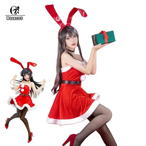 Rolecos Mai Sakurajima Christmas Costume Mai Sakurajima Bunny Girl