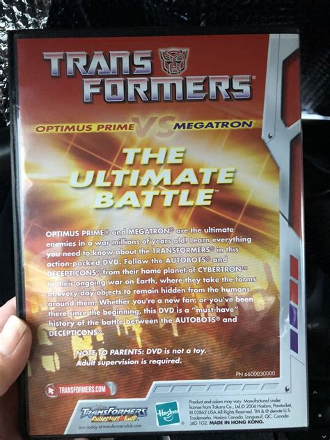 Trans Formers The Ultimate Battle Optimus Prime Megatron DVD