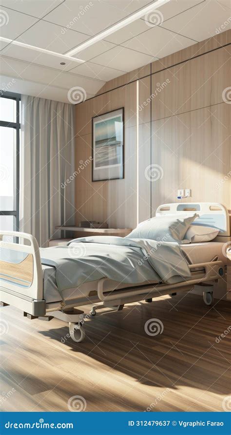 Modern Hospital Room with Empty Bed Stock Image - Image of comfortable ...