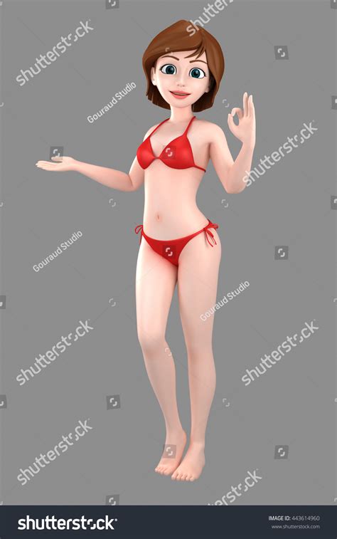 3d Illustration Sexy Girl Swimsuit Bikini Stock Illustration 443614960 Shutterstock