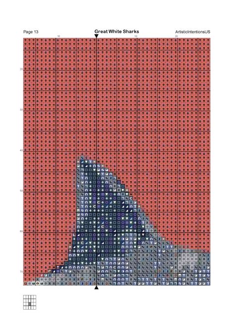 Great White Sharks Counted Cross Stitch Pattern Etsy