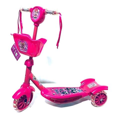 Patinete Musical Infantil LOL SURPRISE 3 Rodas Luzes E Cesta