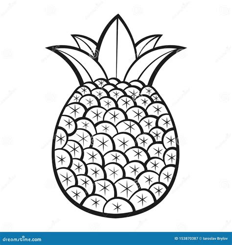 Piña Frutas Exóticas Con El Modelo Vector Libro De Colorear Para Los