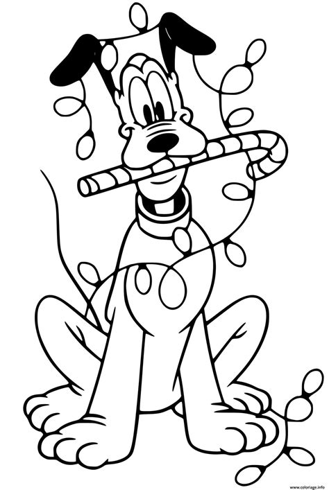 Coloriage Pluto Compagnon Canin De Mickey Est Pret Pour Noel Dessin