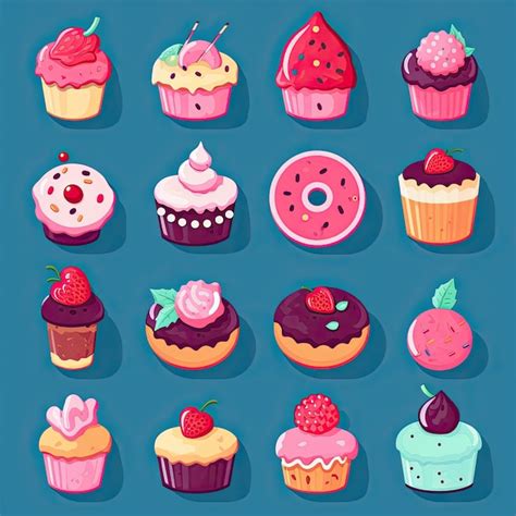 Premium AI Image | cupcake illustration tasty flat vector collection ...