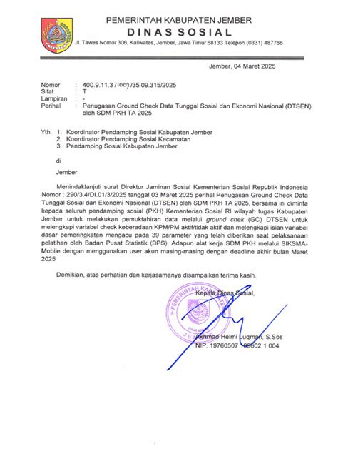 surat penugasan pendamping sosial pemutahiran dtsen