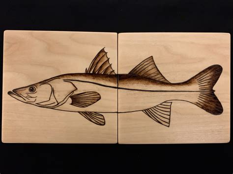 Snook Pyrography Fish Art Pyrography Fishing Rod Holder