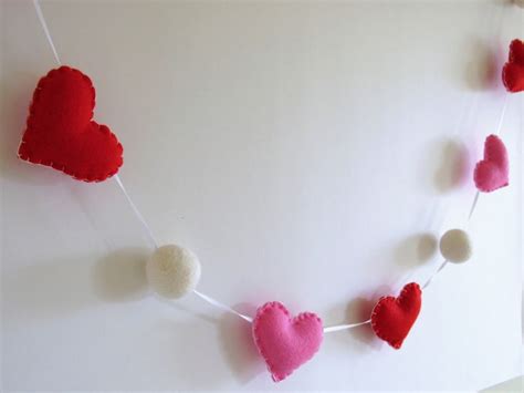 Valentines Day Felt Heart Garland Bunting Banner With Etsy