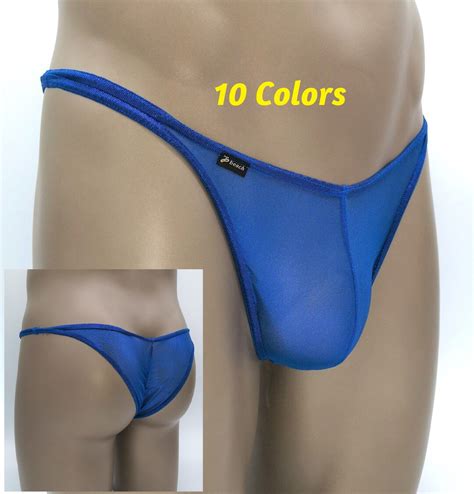 Men Transparent Bikini Stretch Mesh Mini Capri Puckerbutt Contour Seam Thong Briefs From Jp