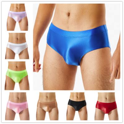 Mens Glossy Low Waist Briefs Stretch Bikini Pouch Underpants Underwear Swimwear EBay