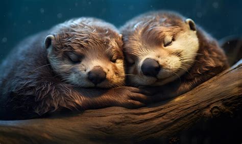 Premium AI Image | otters sleeping River Resting