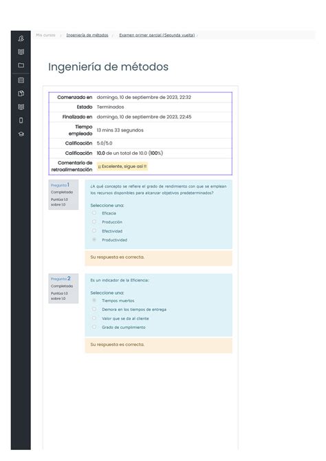 Examen 1 semana Segunda vuelta Ingeniería de métodos Pregunta 1