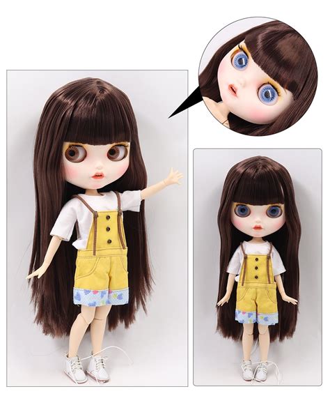 Presley Premium Custom Neo Blythe Doll With Brown Hair White Skin