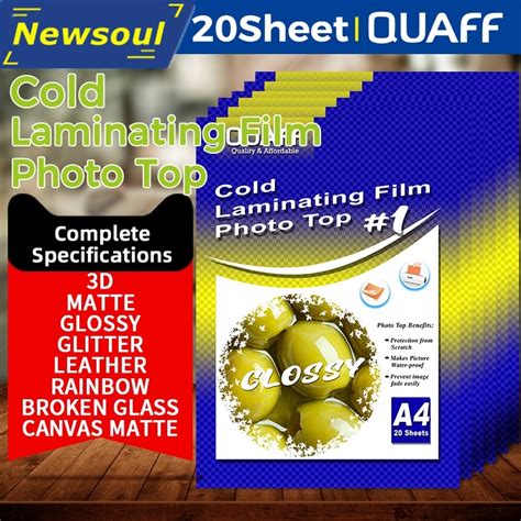 Photo Top Cold Laminating Film A4 80gsm Glossy Glitter Canvas