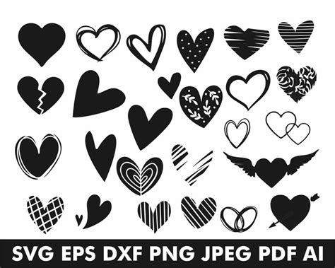 Heart Svg Bundle Heart Svg Sketch Heart Svg Hand Drawn Etsy Canada